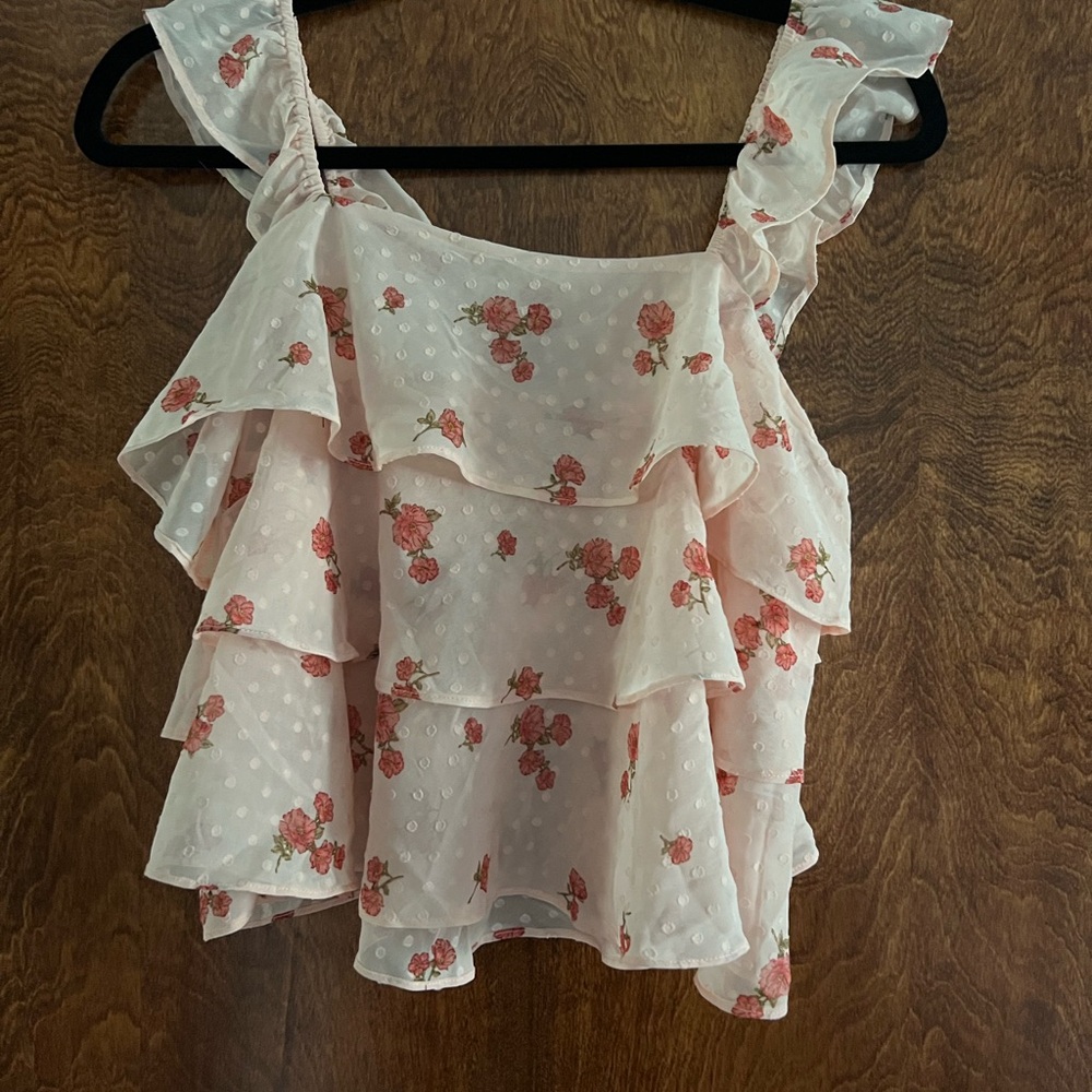 Floral Ruffle Pink Crop Top Forever 21 size S